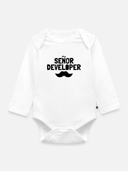 Senor Developer Entwickler - Baby Bio-Langarm-Body - Weiß