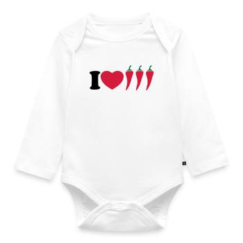 I love chilli - Organic Longsleeve Baby Bodysuit - white - Front
