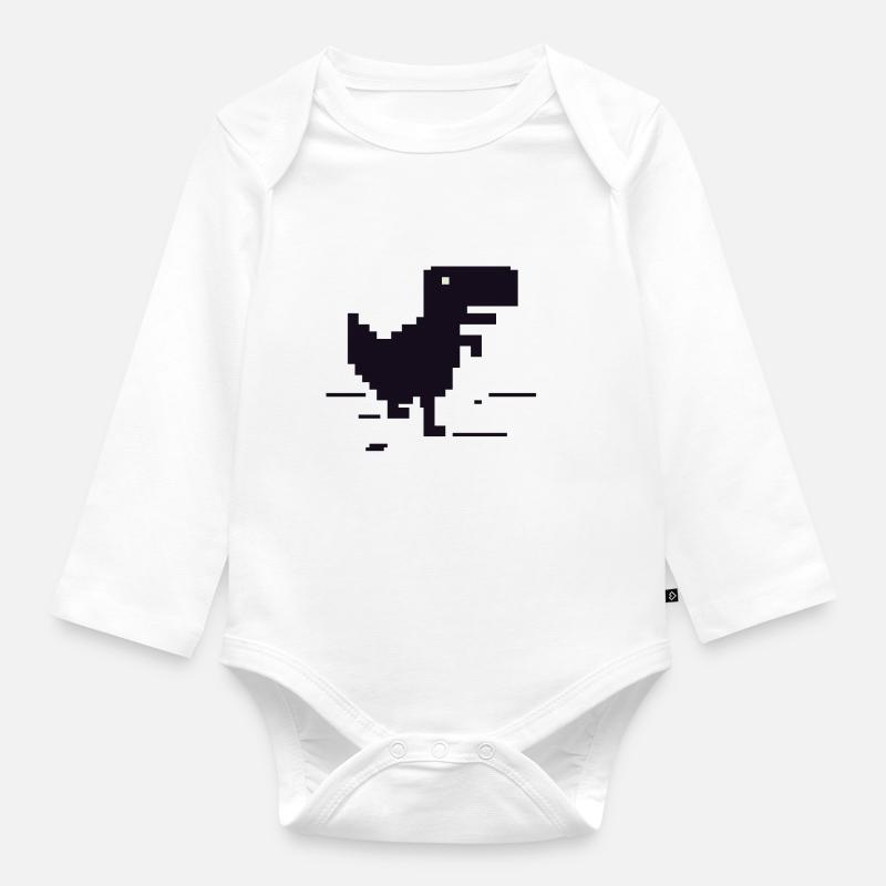 Retro Pixel Dinosaurier - Baby Bio-Langarm-Body - Weiß