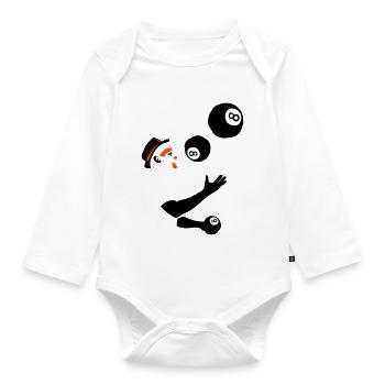 Jongleur Ball Billard 8 - Baby Bio-Langarm-Body - Weiß - Vorne
