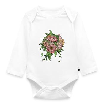 Flowers are the smile of the earth. Ralph Waldo Emer - Organic Longsleeve Baby Bodysuit - white - Front