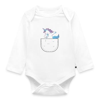 Unicorn in your pocket - Organic Longsleeve Baby Bodysuit - white - Front