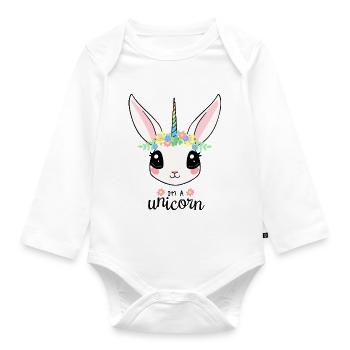 Unicorn Einhorn Pferd Süss Hase - Baby Bio-Langarm-Body - Weiß - Vorne