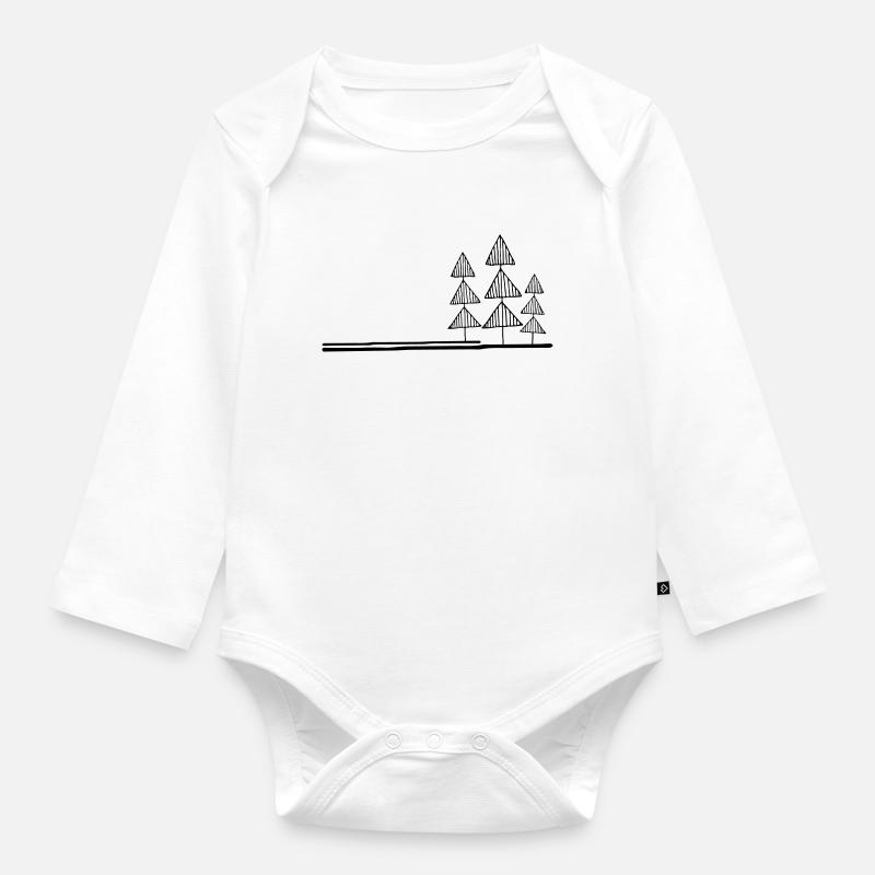 Tree Tree Tree - Organic Longsleeve Baby Bodysuit - white