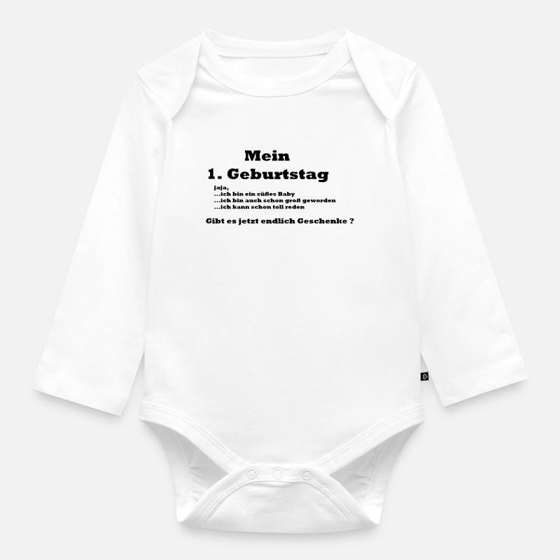 1. Geburtstag - Baby Bio-Langarm-Body - Weiß