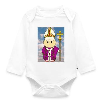 Papst im Himmel - Baby Bio-Langarm-Body - Weiß - Vorne