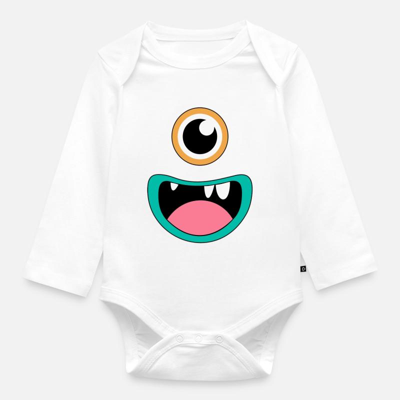 Monstre cyclope - Body Bébé bio manches longues - blanc