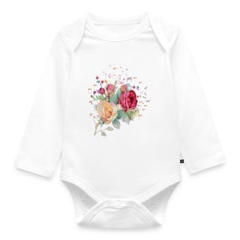 Rosen - Baby Bio-Langarm-Body - Weiß - Vorne