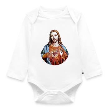 Jesus Christ * Jesus Christ painting - Organic Longsleeve Baby Bodysuit - white - Front