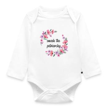 SMASH THE PATRIARCHY - Baby Bio-Langarm-Body - Weiß - Vorne