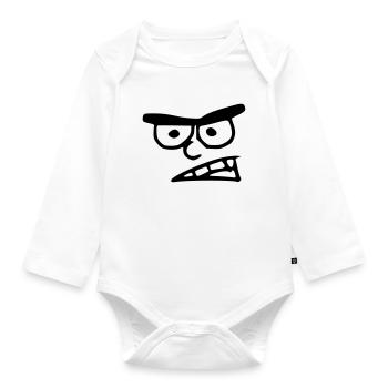 Émoji maléfique croquis noir - Body Bébé bio manches longues - blanc - Devant