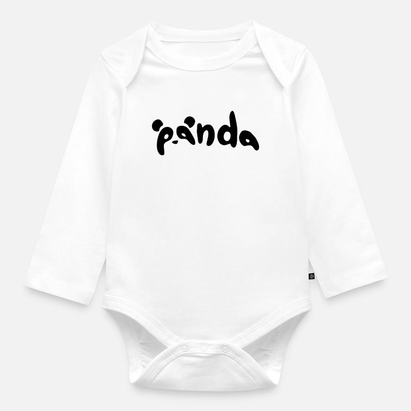 Panda - Body Bébé bio manches longues - blanc