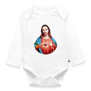 Jesus Christus | Jesus Christ | Nichts hören Musik - Baby Bio-Langarm-Body - Weiß - Vorne