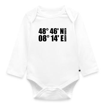 Baden-Baden Koordinaten - Baby Bio-Langarm-Body - Weiß - Vorne