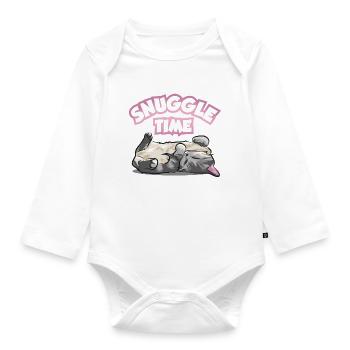 Cuddle time cat cute sleeping kitten pussy - Organic Longsleeve Baby Bodysuit - white - Front