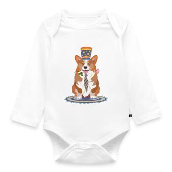welsch gorgi avec rose - Body Bébé bio manches longues - blanc - Devant