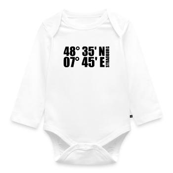 Strasbourg coordinates - Organic Longsleeve Baby Bodysuit - white - Front