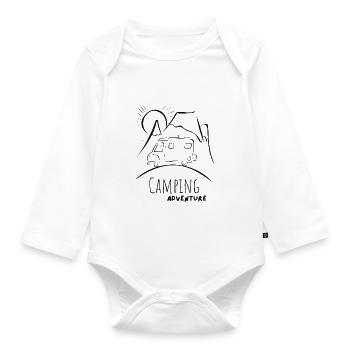 Camping - Baby Bio-Langarm-Body - Weiß - Vorne