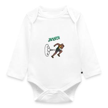 Sprinter / Usain Bolt / Jamaika - Geschenkidee - Baby Bio-Langarm-Body - Weiß - Vorne