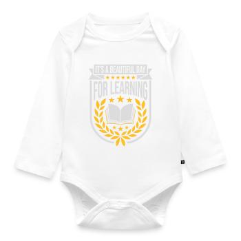 beautiful day for learning - Organic Longsleeve Baby Bodysuit - white - Front