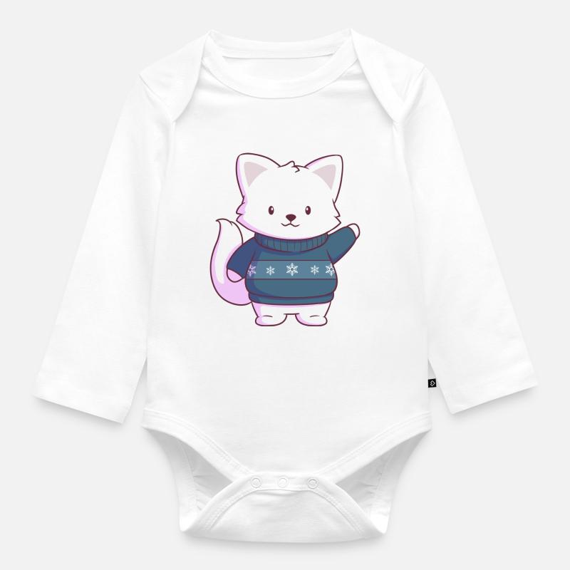 Renard de Noël - Body Bébé bio manches longues - blanc