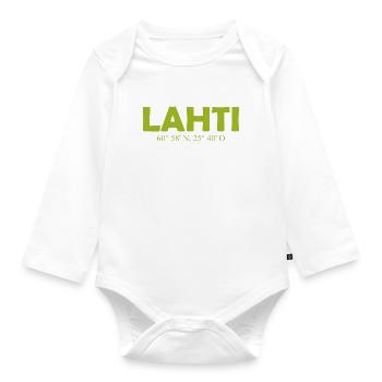 Lahti - Finland - Coordinates Longitude Latitude - - Organic Longsleeve Baby Bodysuit - white - Front