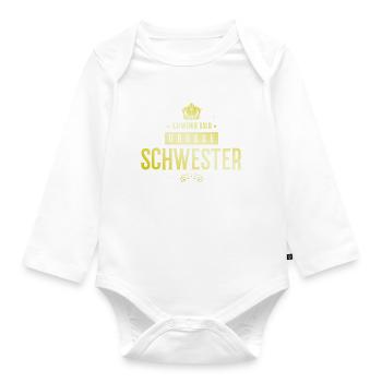 Ich werde Bald Schwester - Baby Bio-Langarm-Body - Weiß - Vorne