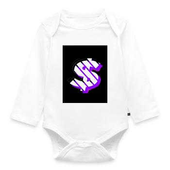 Cash Black Purple - Baby Bio-Langarm-Body - Weiß - Vorne