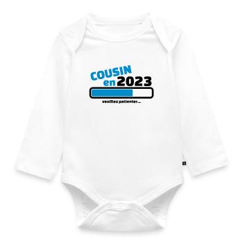 cousin en 2023 veuillez patienter - Body Bébé bio manches longues - blanc - Devant