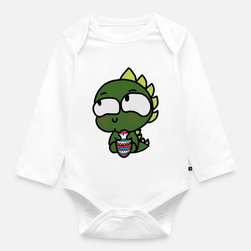 Dino de Pâques - Body Bébé bio manches longues - blanc