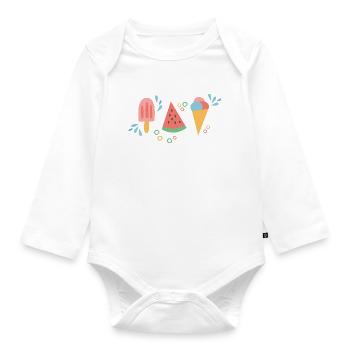 Eis und Wassermelone für den Frühling und Sommer - Baby Bio-Langarm-Body - Weiß - Vorne
