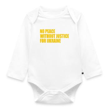 No peace without justice for ukraine - Organic Longsleeve Baby Bodysuit - white - Front
