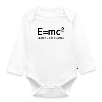 e=mc² - Energy = Milk x Coffee² - Baby Bio-Langarm-Body - Weiß - Vorne