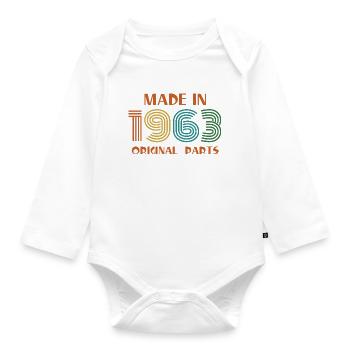 Made 1963 Geburtstag Retro - Baby Bio-Langarm-Body - Weiß - Vorne