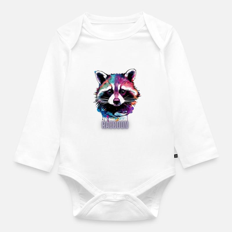 Waschbär, Waschbär. - Baby Bio-Langarm-Body - Weiß