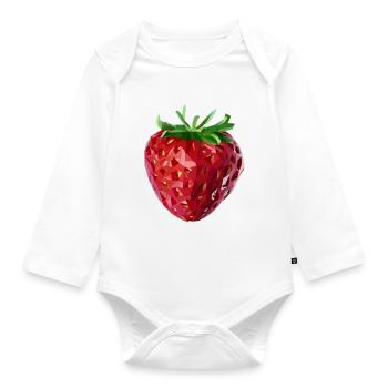 Facettierte Erdbeere - Baby Bio-Langarm-Body - Weiß - Vorne