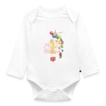 Mon premier anniversaire - Body Bébé bio manches longues - blanc - Devant