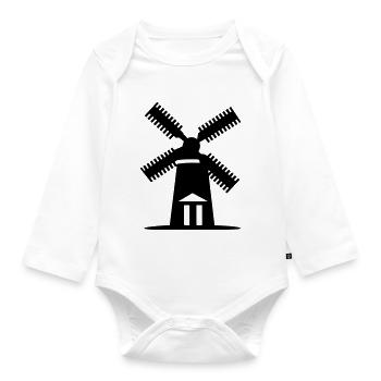 moulin a vent - Body Bébé bio manches longues - blanc - Devant