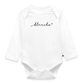 Blanche Cursive Name - Organic Longsleeve Baby Bodysuit - white - Front