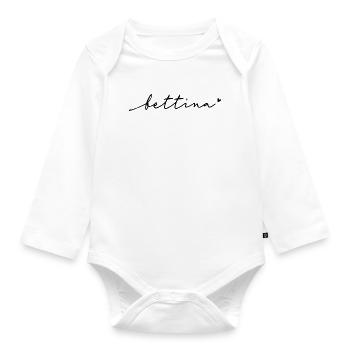 Bettina Cursive Name - Organic Longsleeve Baby Bodysuit - white - Front