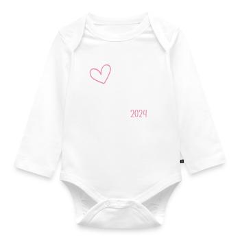 Ich werde große Schwester 2024 Herz Loading Süß - Baby Bio-Langarm-Body - Weiß - Vorne