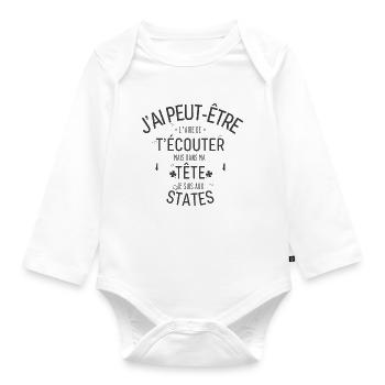 Dans ma Tête je suis Aux states - Body Bébé bio manches longues - blanc - Devant