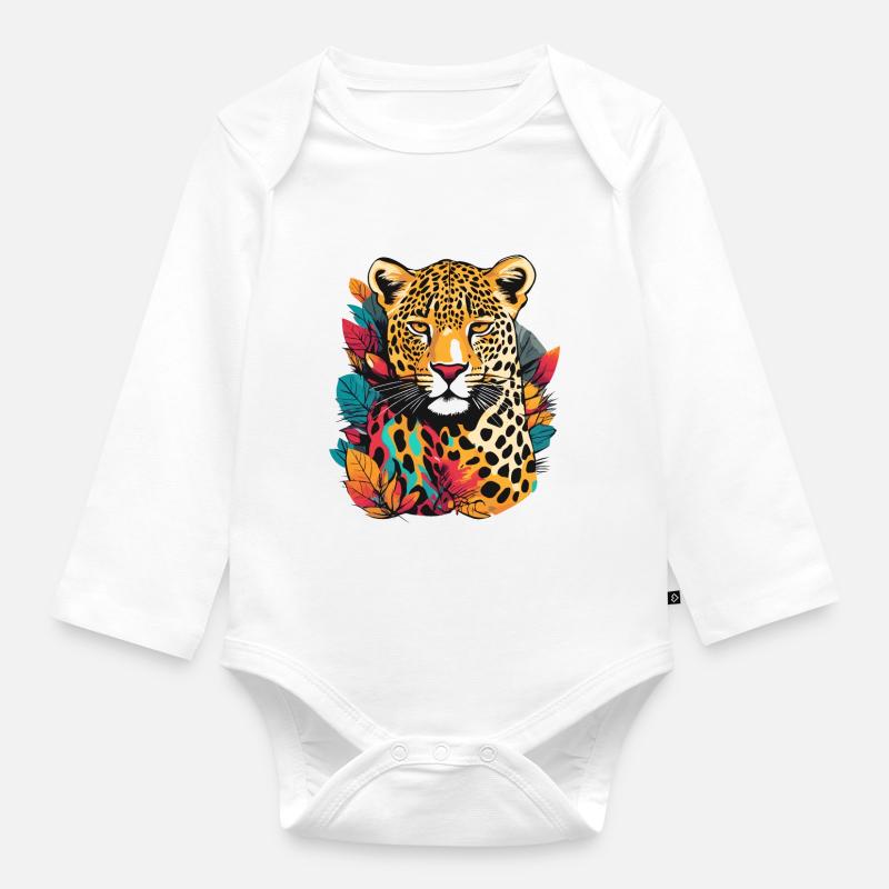 Leopard - Baby Bio-Langarm-Body - Weiß