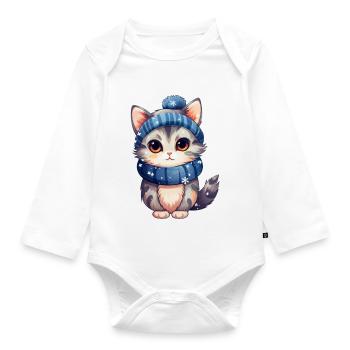 Snow kittens - Organic Longsleeve Baby Bodysuit - white - Front