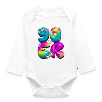 90s,retro,balloons,3d,90s,colorful - Organic Longsleeve Baby Bodysuit - white - Front
