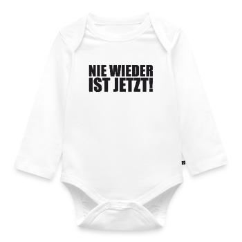 Never again is now - Organic Longsleeve Baby Bodysuit - white - Front
