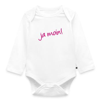 Ja Moin! - Guten Morgen - Nordsee - Ostsee - Anker - Baby Bio-Langarm-Body - Weiß - Vorne
