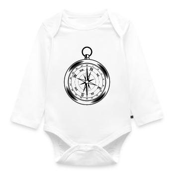 kompass - Baby Bio-Langarm-Body - Weiß - Vorne