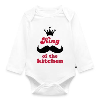 Tablier de cuisine avec dicton amusant - Body Bébé bio manches longues - blanc - Devant