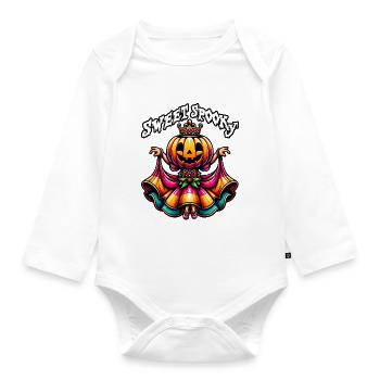 Princesse citrouille d’Halloween avec robe colorée - Body Bébé bio manches longues - blanc - Devant